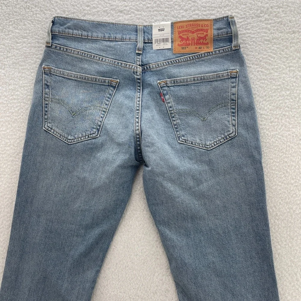 Levis Jeans Mens 32x32 Blue 511 Slim Fit Medium Wash Stretch Denim Grunge Punk